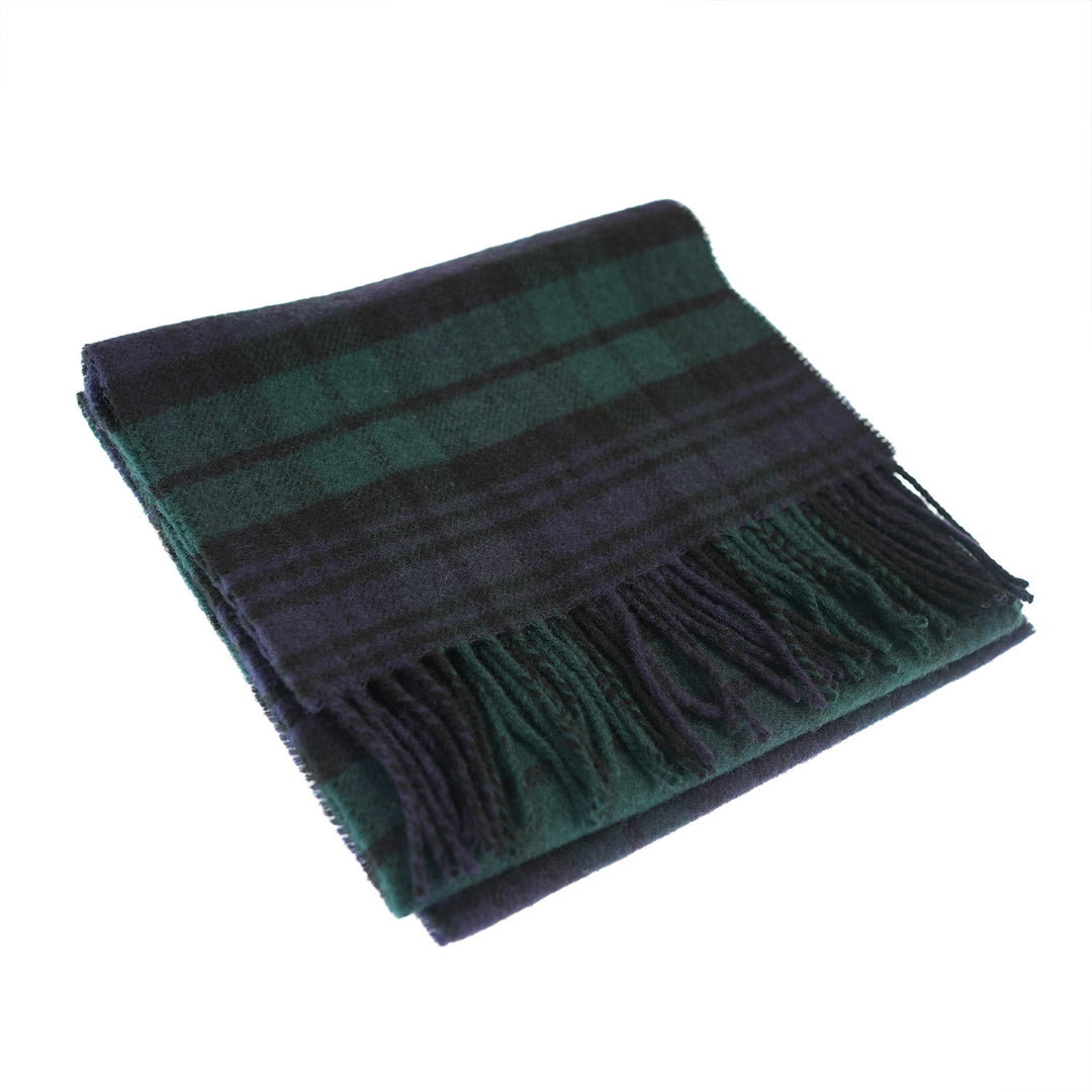 100% Lambswool Scarf – Traditional Tartan &amp; Check Designs - Made in Scotland - Black Watch