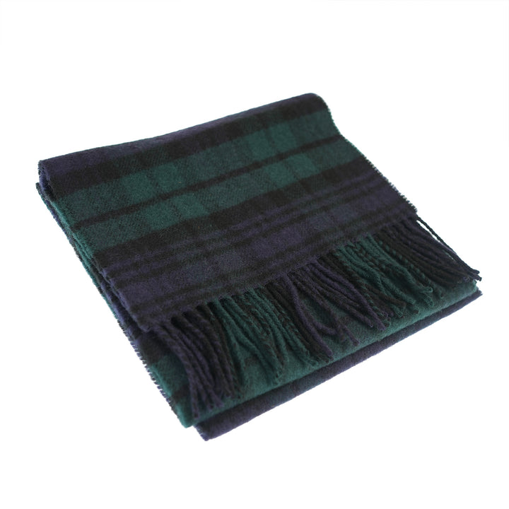 100% Lambswool Scarf – Traditional Tartan &amp; Check Designs - Made in Scotland - Black Watch