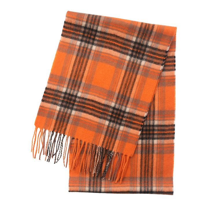 Edinburgh Cashmere Premium Lightweight Scarf - Ultra-Soft Luxury Wrap - STEWART BRIGHT ORANGE
