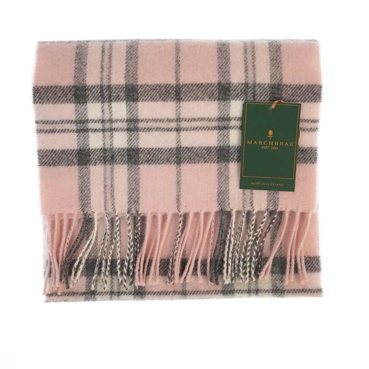 100% Lambswool Scarf – Traditional Tartan &amp; Check Designs - Made in Scotland - Thomson Pink