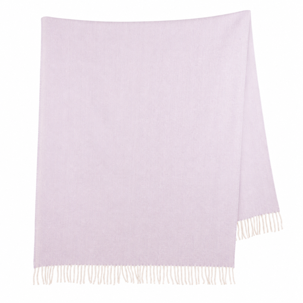 Recycled Wool Herringbone Knee Blanket – Pastel Fringed Throw - HEATHER