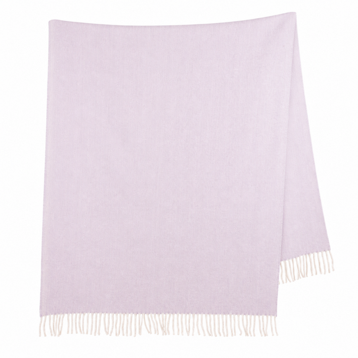 Recycled Wool Herringbone Knee Blanket – Pastel Fringed Throw - HEATHER