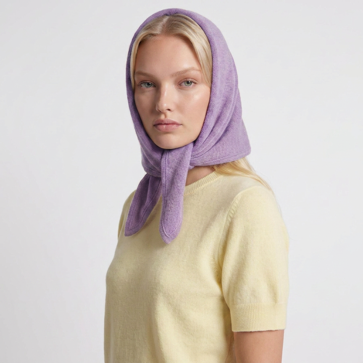 Women’s Luxury Ribbed Cashmere Triangle Scarf - HEATHER