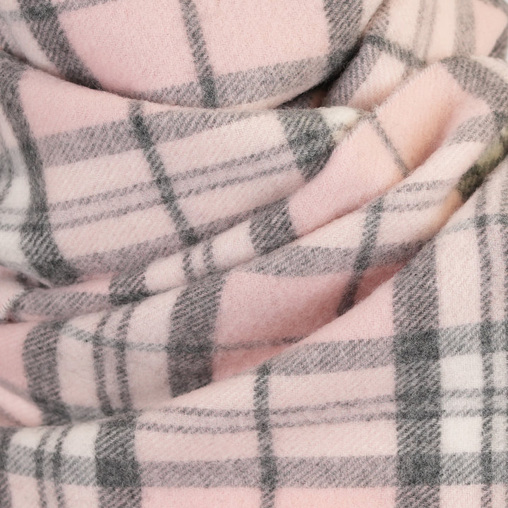100% Lambswool Scarf – Traditional Tartan &amp; Check Designs - Made in Scotland - Thomson Pink