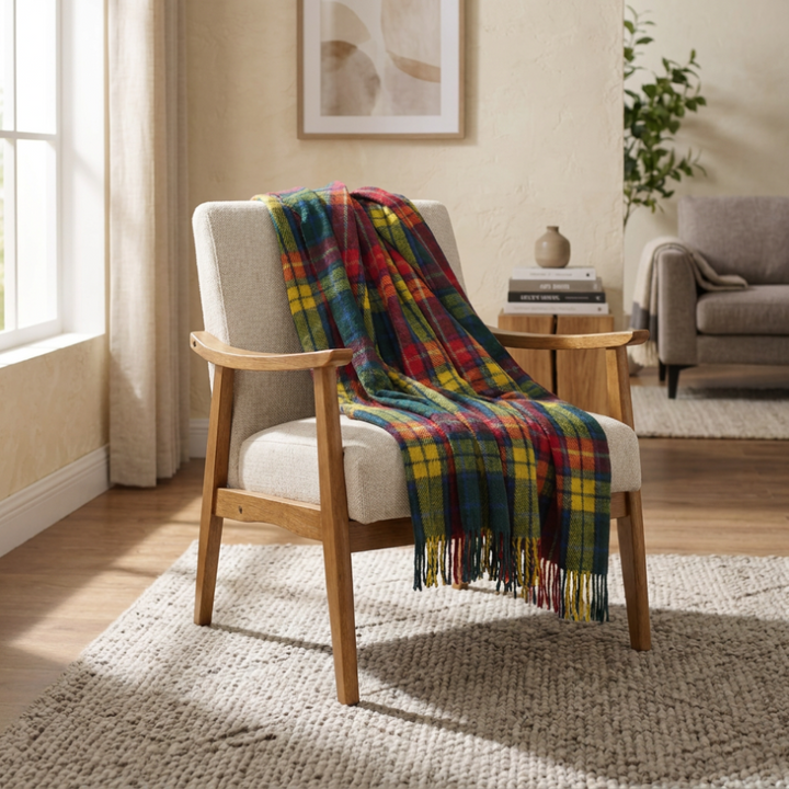 Highland Wool Blend Tartan Blanket Throw – Extra Warm Scottish Wool Blend – BUCHANAN MODERN