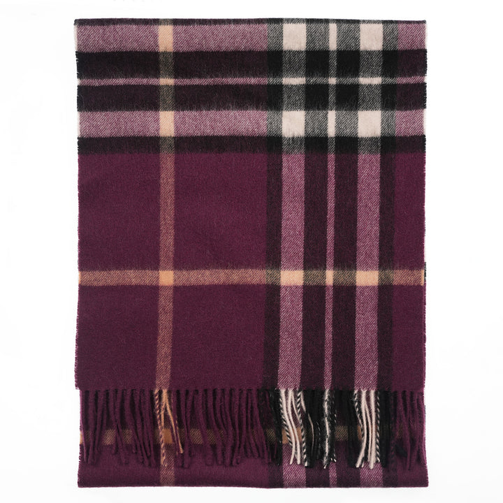 Heritage of Scotland 100% Lambswool Wide Scarf Soft Unisex Winter Wrap - Tartan &amp; Check Designs - Enlarged Off Scotty Thom Cabernet