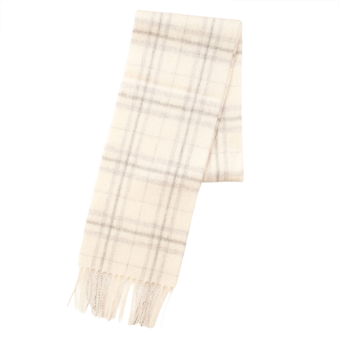 Kids 100% Lambswool Tartan Mini Scarf – Soft Children’s Wool Scarf - Thomson Pale Cream