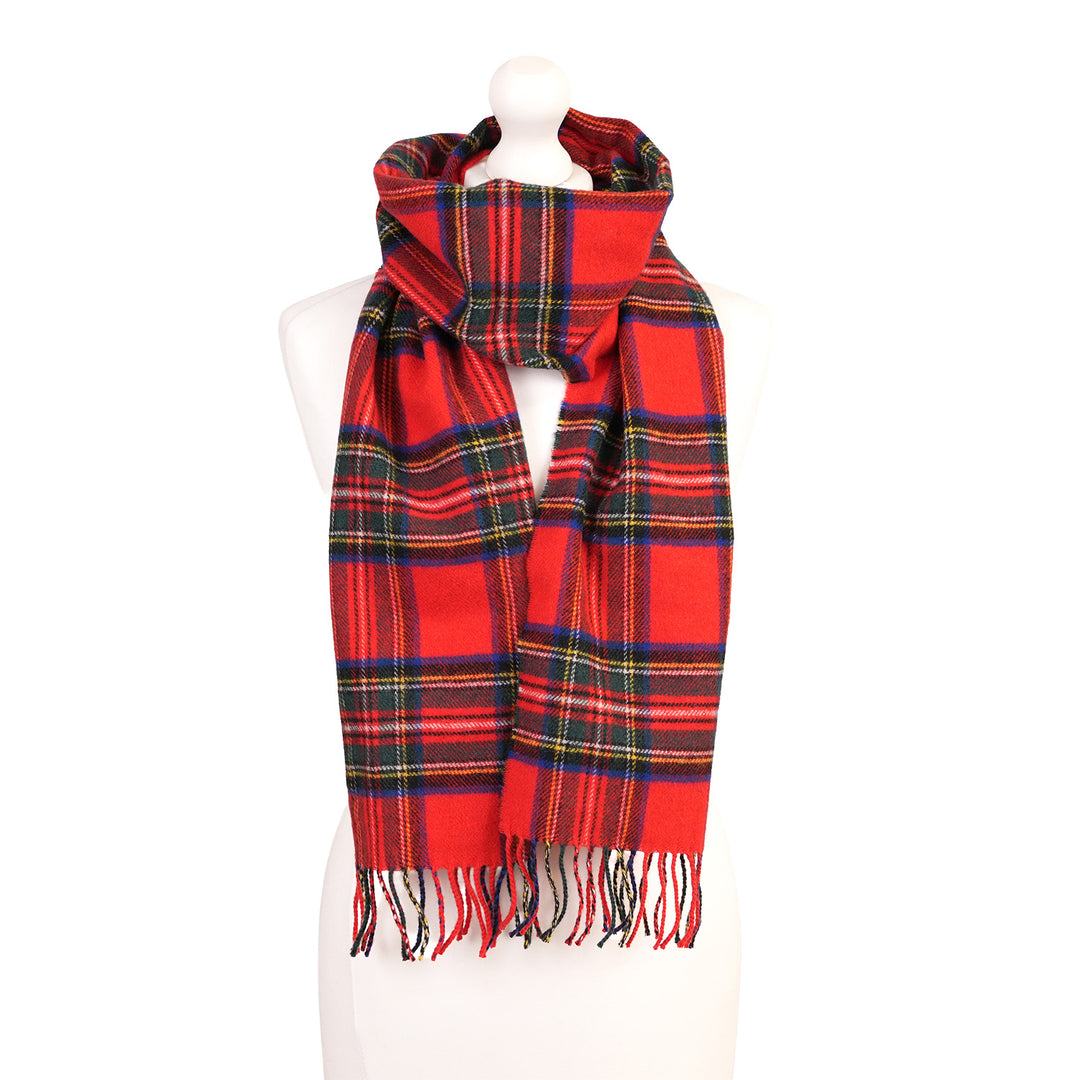 100% Lambswool Scarf – Traditional Tartan &amp; Check Designs - Made in Scotland - Stewart Royal