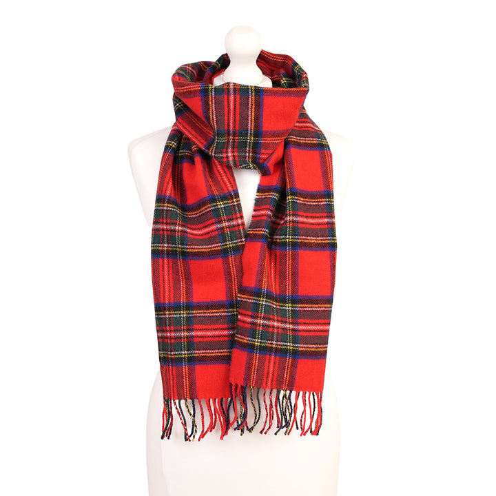 100% Lambswool Scarf – Traditional Tartan &amp; Check Designs - Made in Scotland - Stewart Royal