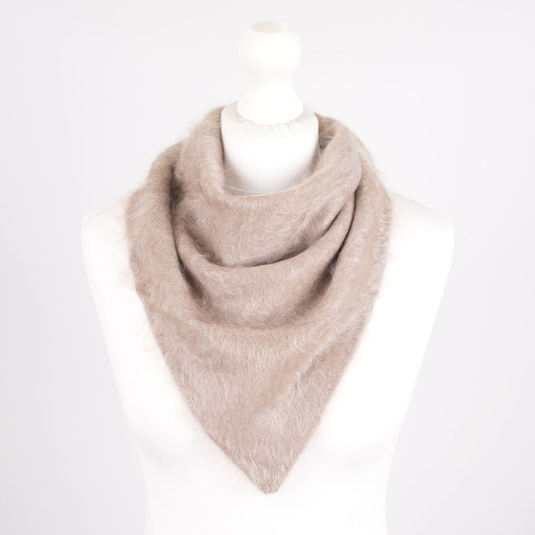 Pure Brushed Luxury Cashmere Triangle Head Scarf - WHEAT
