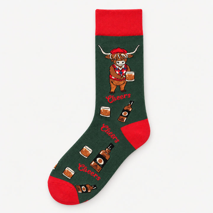 Men’s Luxury Bamboo Socks – Soft, Breathable &amp; Stylish Everyday Comfort - COW WITH WHISKY GREEN