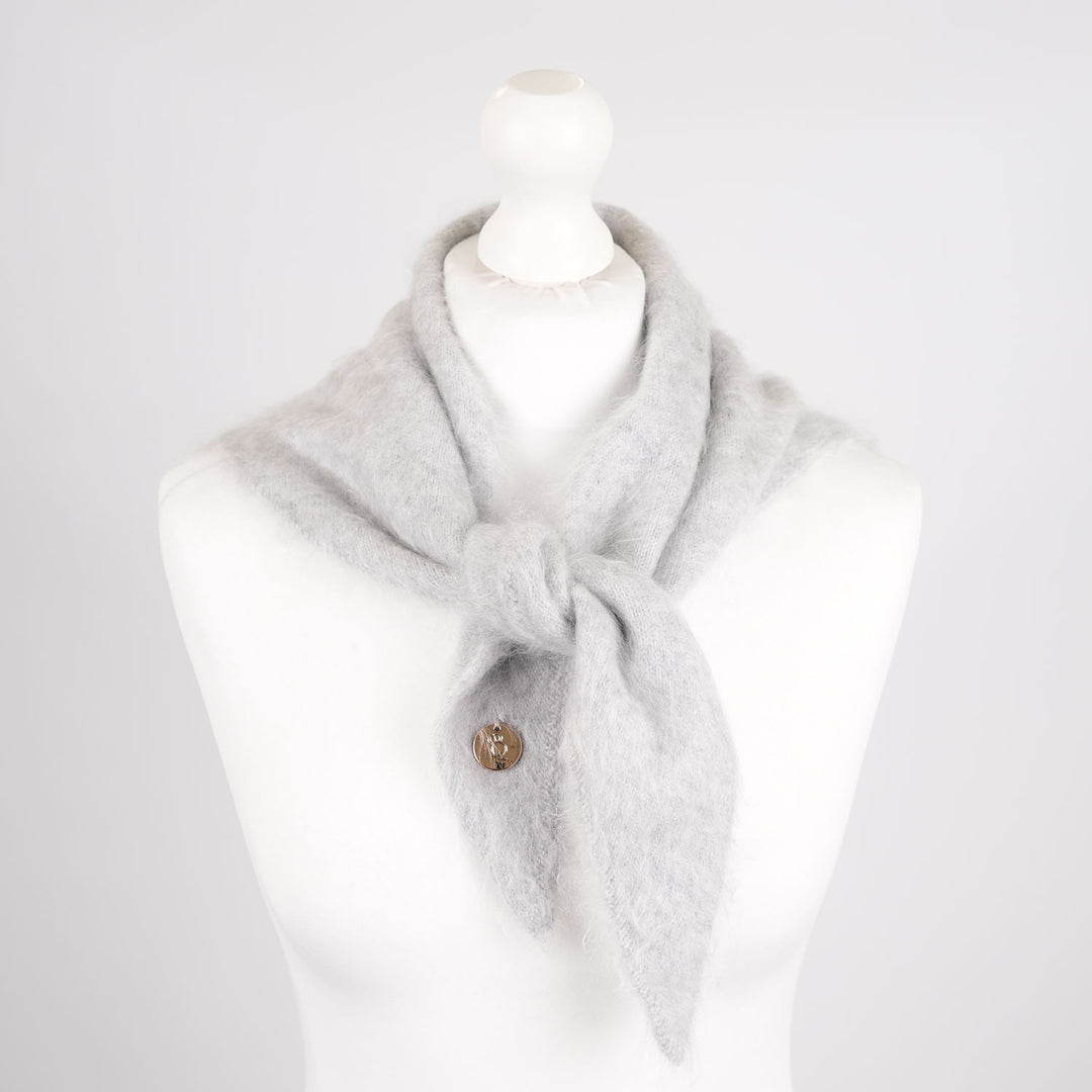 Pure Brushed Luxury Cashmere Triangle Head Scarf - RAIN