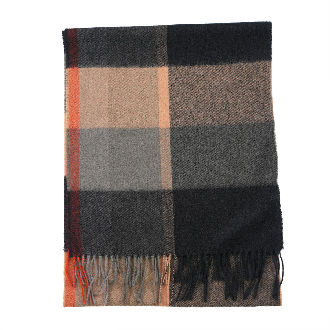 Heritage of Scotland 100% Lambswool Wide Scarf Soft Unisex Winter Wrap - Tartan &amp; Check Designs - KIRKSTALL CHECK CAMEL