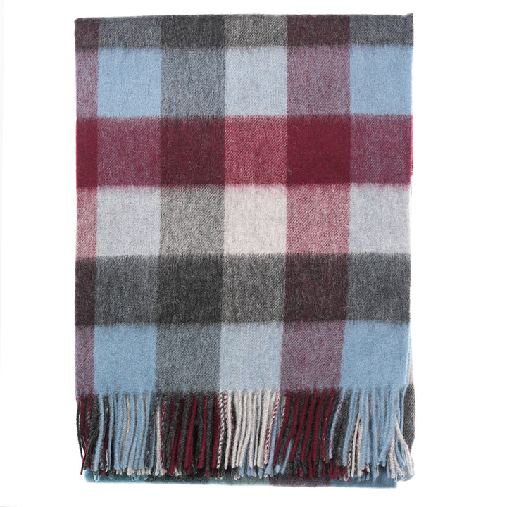 Edinburgh Long Lambswool Tartan Cape – Premium Plaid Wrap - Checkers Burgundy