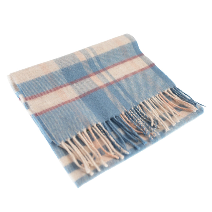 100% Lambswool Scarf – Traditional Tartan &amp; Check Designs - Made in Scotland - Amy Blue