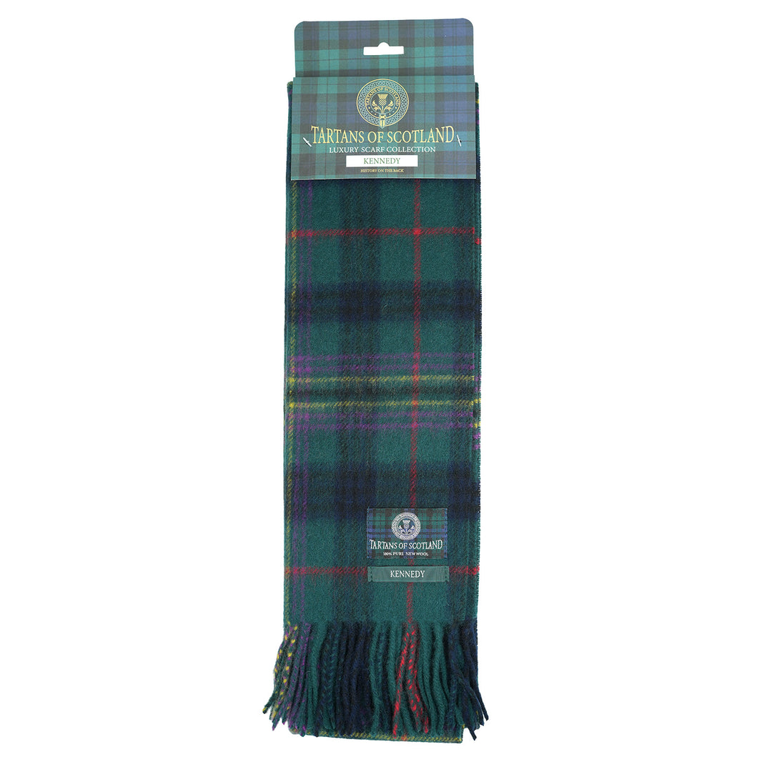 Tartan of Scotland 100% Pure New Wool Clan Scarf - Kennedy