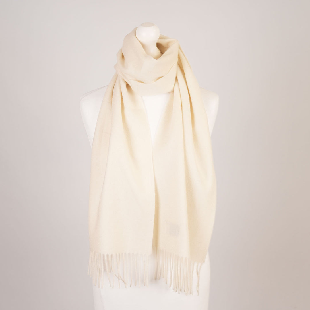 Edinburgh 100% Lambswool Scarf – Premium Soft Wool Wrap - Plain Winter White