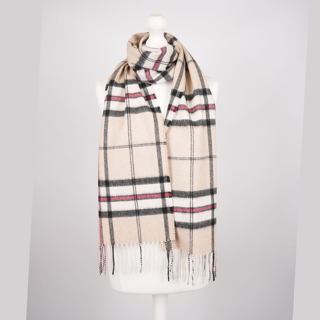 Tartan Weaving Mill 100% Pure Cashmere Scarf – Made in Scotland - Thomson Camel - Maxi Check