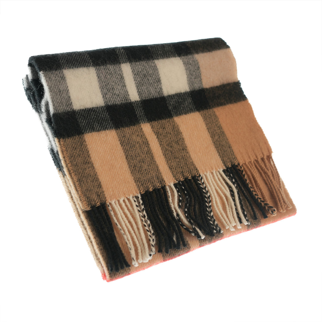 100% Lambswool Scarf – Traditional Tartan &amp; Check Designs - Made in Scotland - Exploded Thomson Camel