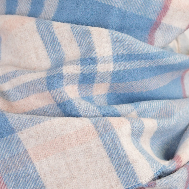 100% Lambswool Scarf – Traditional Tartan &amp; Check Designs - Made in Scotland - Amy Blue