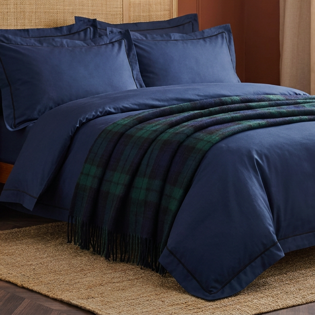Highland Wool Blend Tartan Blanket Throw – Extra Warm Scottish Wool Blend – BLACK WATCH