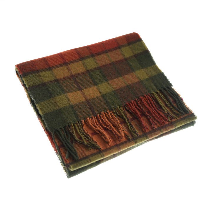 100% Lambswool Scarf – Traditional Tartan &amp; Check Designs - Made in Scotland - Buchanan Autumn