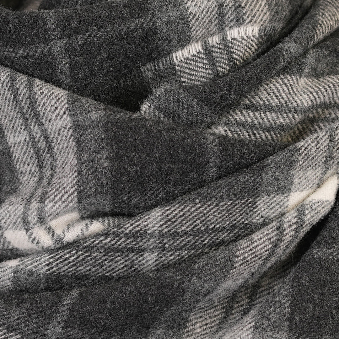 100% Lambswool Scarf – Traditional Tartan &amp; Check Designs - Made in Scotland - Thomson Charcoal