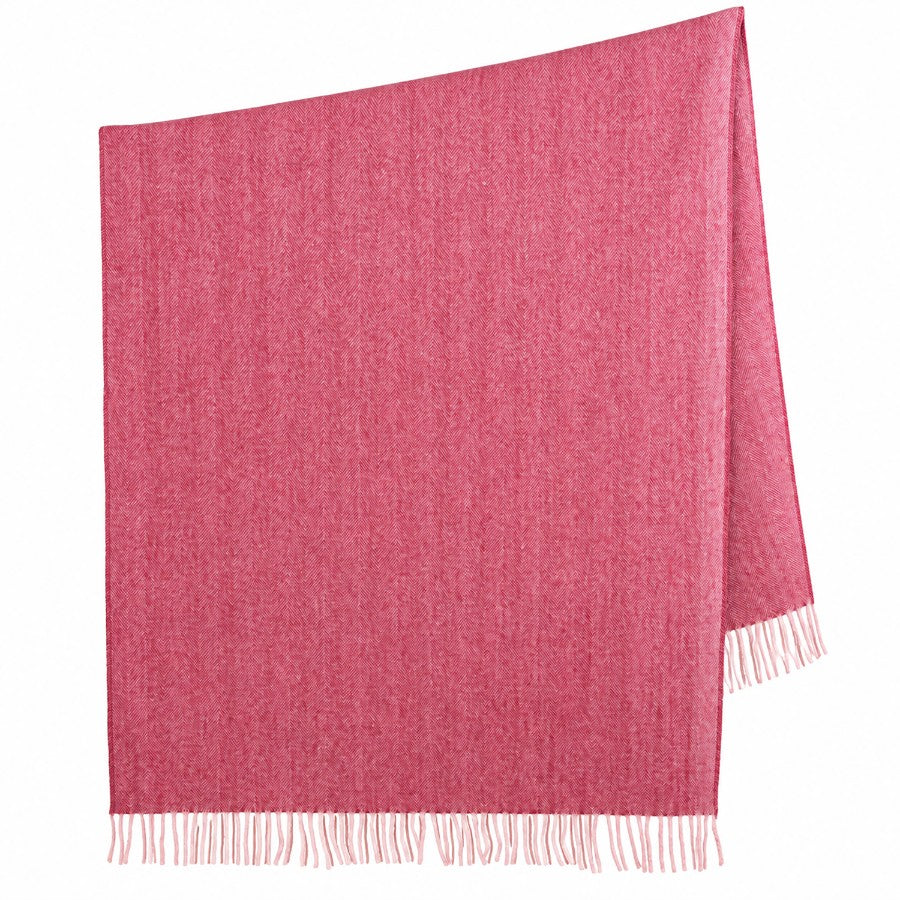 Recycled Wool Herringbone Knee Blanket – Pastel Fringed Throw - EMINENCE