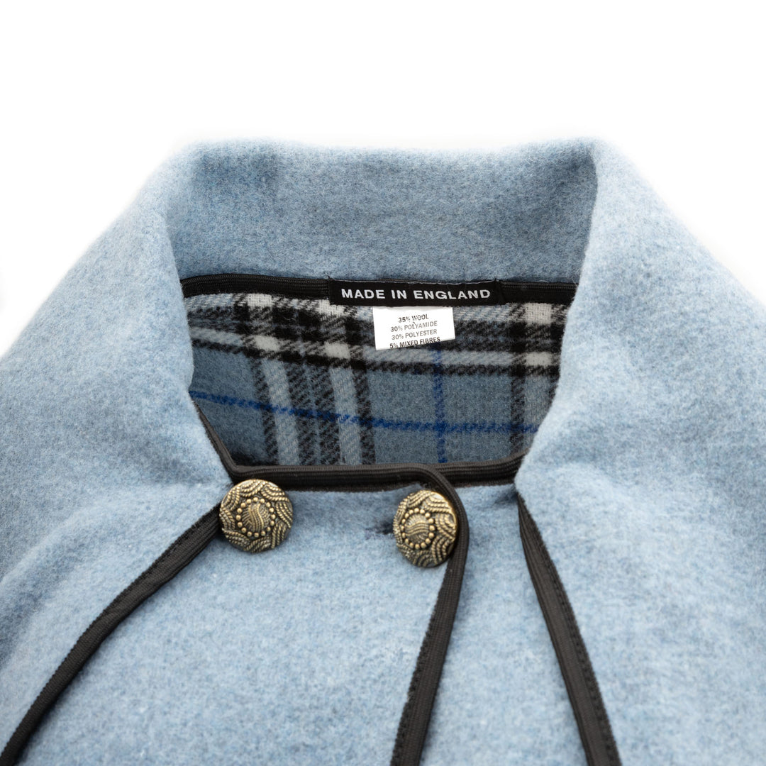Heritage of Scotland Ladies Warm Reversible Wool Blend Cape - DENIM