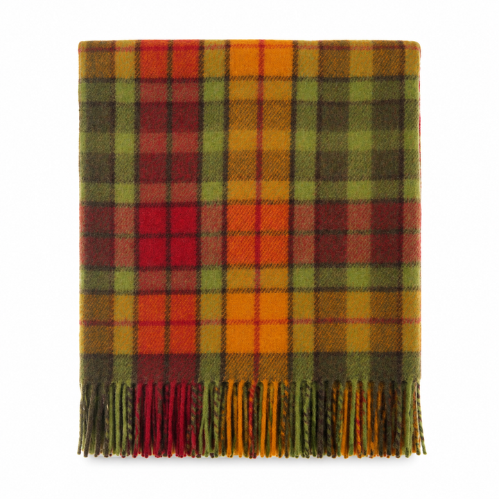 Highland Wool Blend Tartan Blanket Throw – Extra Warm Scottish Wool Blend – BUCHANAN AUTUMN