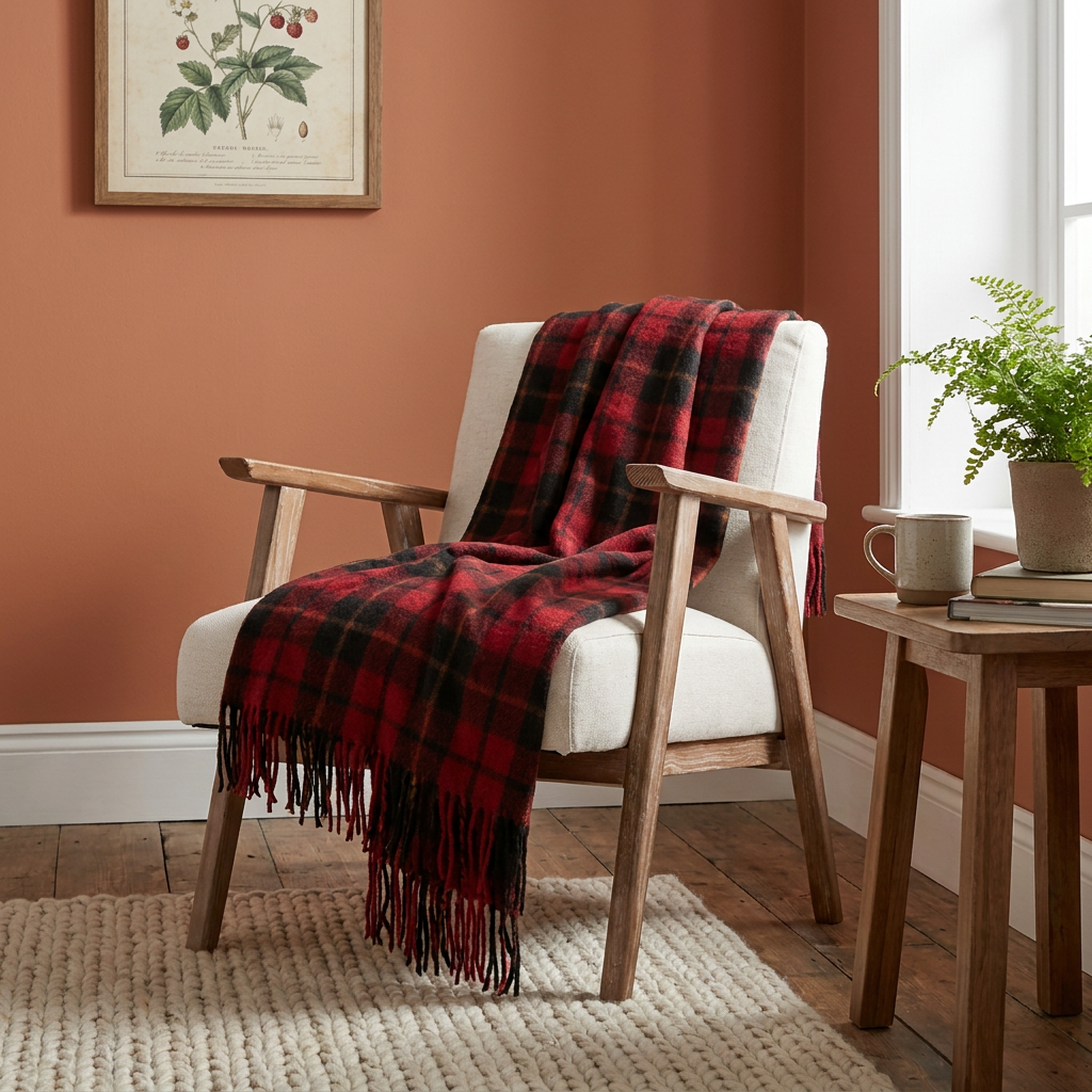 Highland Wool Blend Tartan Blanket Throw – Extra Warm Scottish Wool Blend – WALLACE