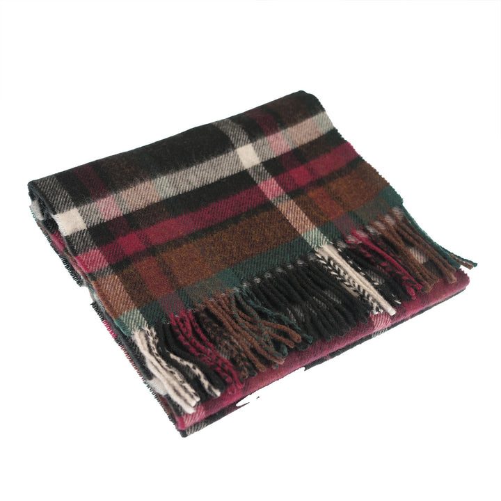 100% Lambswool Scarf – Traditional Tartan &amp; Check Designs - Made in Scotland - Abstract Dark