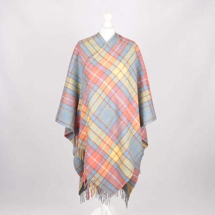 Edinburgh Long Lambswool Tartan Cape – Premium Plaid Wrap - Buchanan Acient