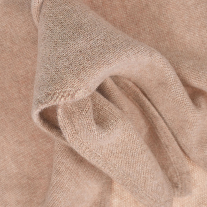Women’s Luxury Ribbed Cashmere Triangle Scarf - SAND BEIGE
