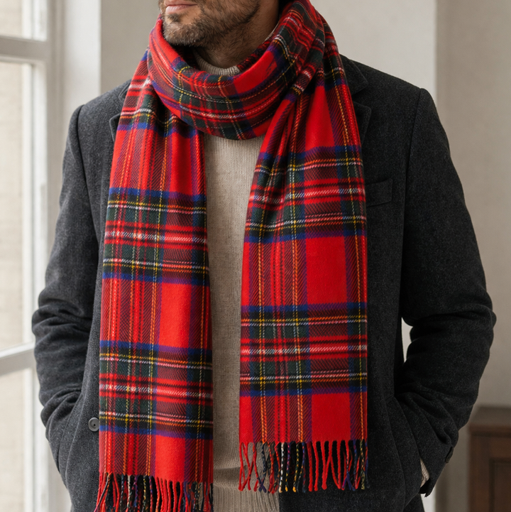 100% Lambswool Scarf – Traditional Tartan &amp; Check Designs - Made in Scotland - Stewart Royal