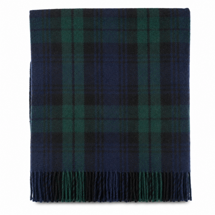 Highland Wool Blend Tartan Blanket Throw – Extra Warm Scottish Wool Blend – BLACK WATCH