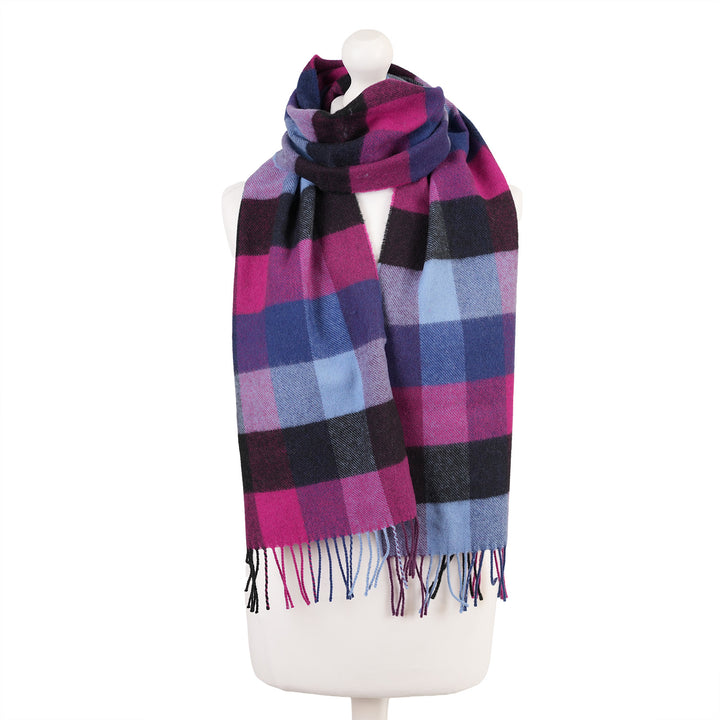 100% Lambswool Scarf – Traditional Tartan &amp; Check Designs - Made in Scotland - 5 Square Purples