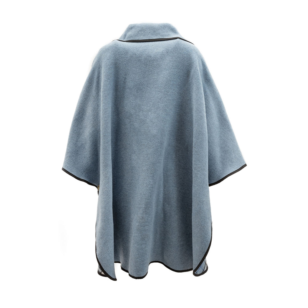 Heritage of Scotland Ladies Warm Reversible Wool Blend Cape - DENIM
