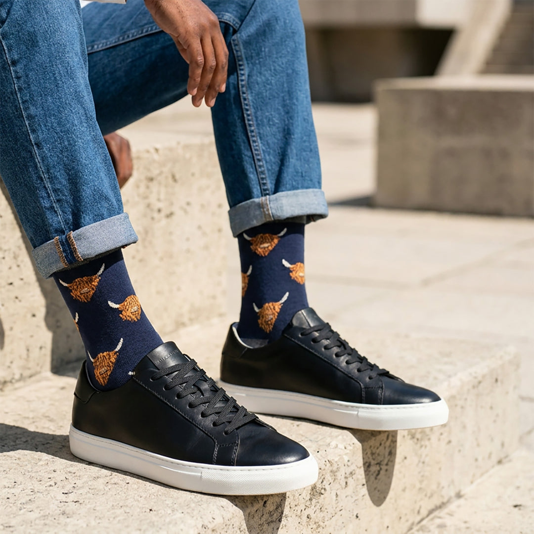 Men’s Luxury Bamboo Socks – Soft, Breathable &amp; Stylish Everyday Comfort - COW HEAD NAVY