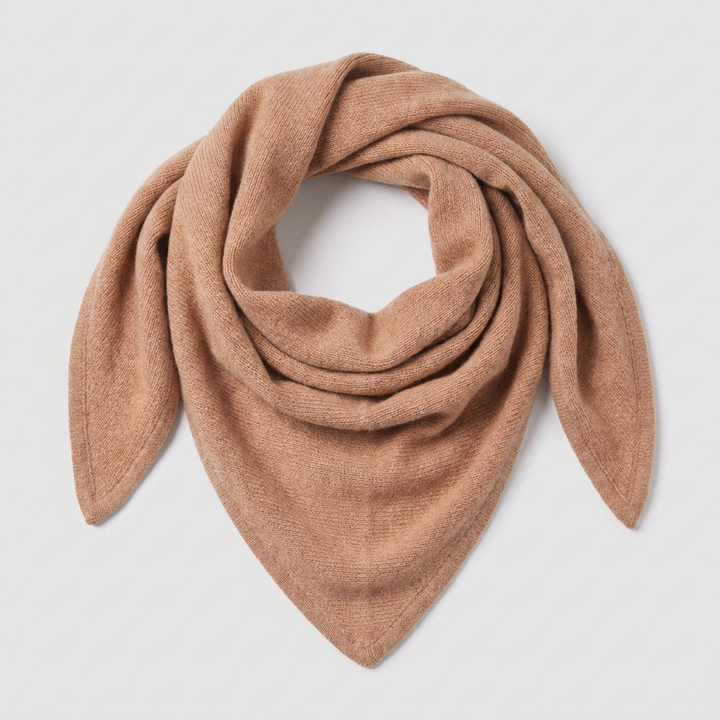 Women’s Luxury Ribbed Cashmere Triangle Scarf - CAMEL