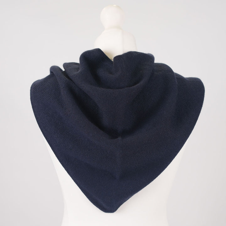 Women’s Luxury Ribbed Cashmere Triangle Scarf - NAVY