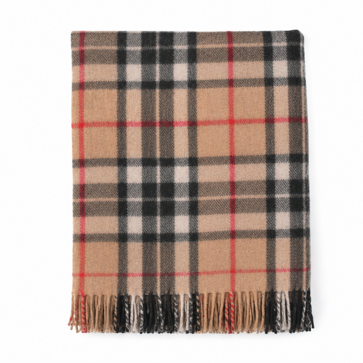 Highland Wool Blend Tartan Blanket Throw – Extra Warm Scottish Wool Blend – THOMSON CAMEL