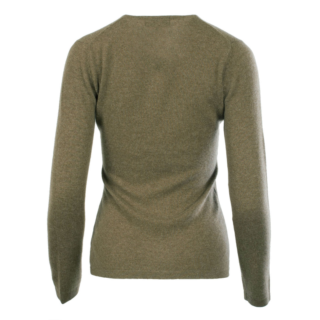 Women's 100% Cashmere V-Neck Jumper Dunedin Cashmere Olive