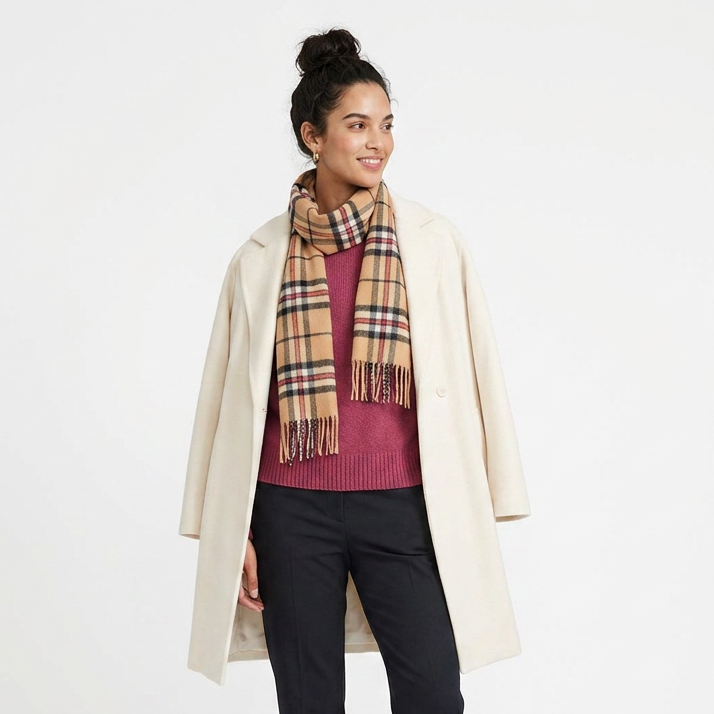 Edinburgh Cashmere Premium Lightweight Scarf - Ultra-Soft Luxury Wrap - Thomson Camel