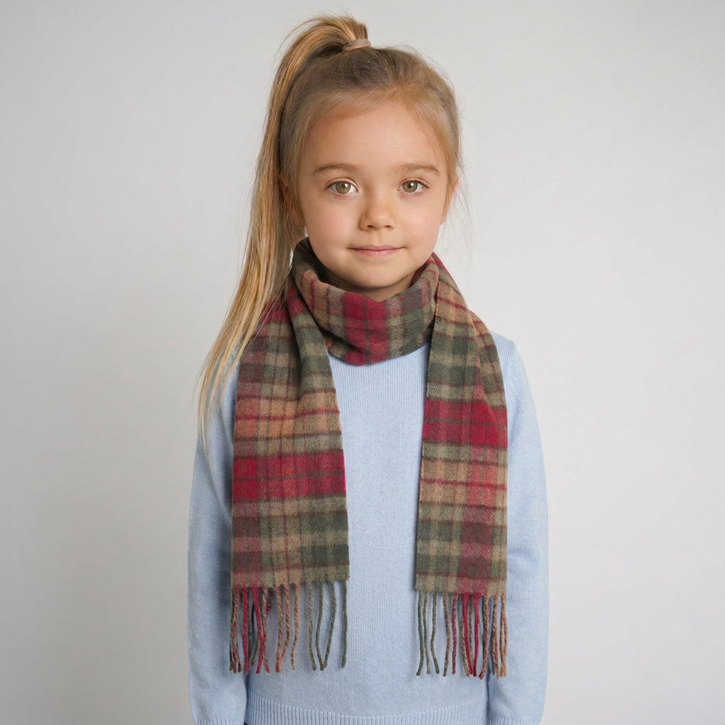 Kids 100% Lambswool Mini Scarf - Soft Luxury Children’s Winter Scarf - Buchanan Autumn
