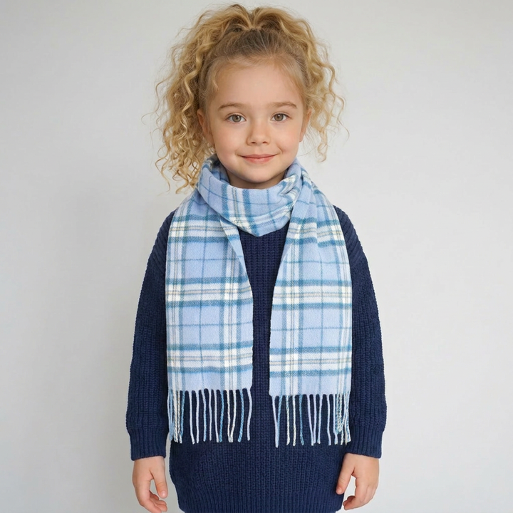 Kids 100% Cashmere Mini Scarf by Edinburgh Cashmere  -  Soft Luxury Children’s Scarf - THOMSON PALE BLUE