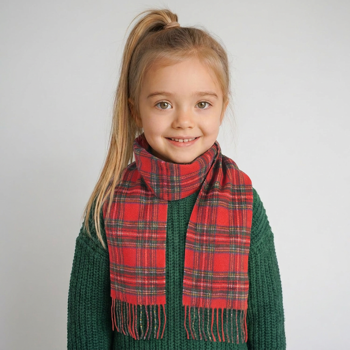 Kids 100% Lambswool Mini Scarf - Soft Luxury Children’s Winter Scarf - Stewart Royal