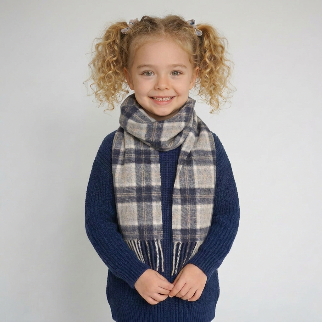 Kids 100% Lambswool Mini Scarf - Soft Luxury Children’s Winter Scarf - Bannockbane Silver