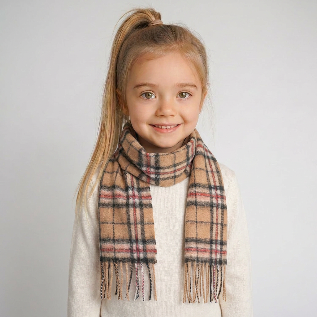 Kids 100% Lambswool Mini Scarf - Soft Luxury Children’s Winter Scarf - Thomson Camel