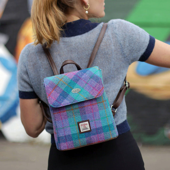 Harris Tweed Tummel Mini Backpack - Small Backpack with Phone Pocket